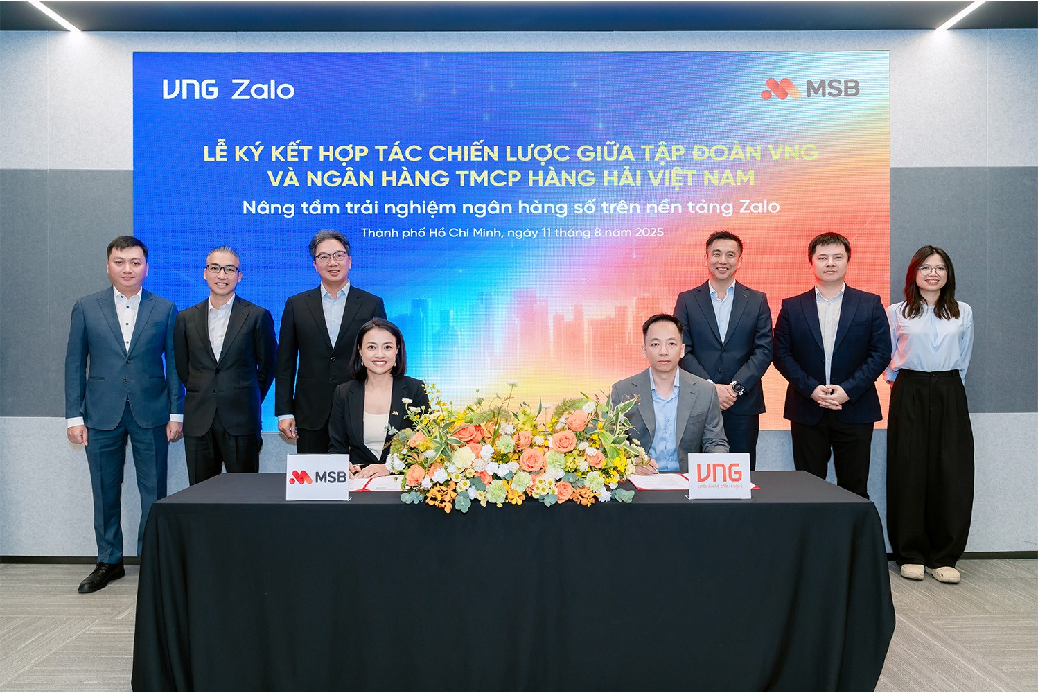 Đại diện MSB và VNG tại lễ ký kết ngày 11/8/2025