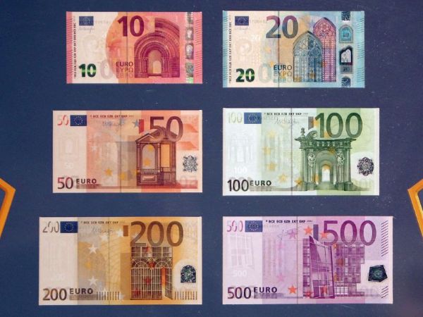 Tiền giấy Euro được phát hành với mệnh giá từ 5 đến 500 Euro
