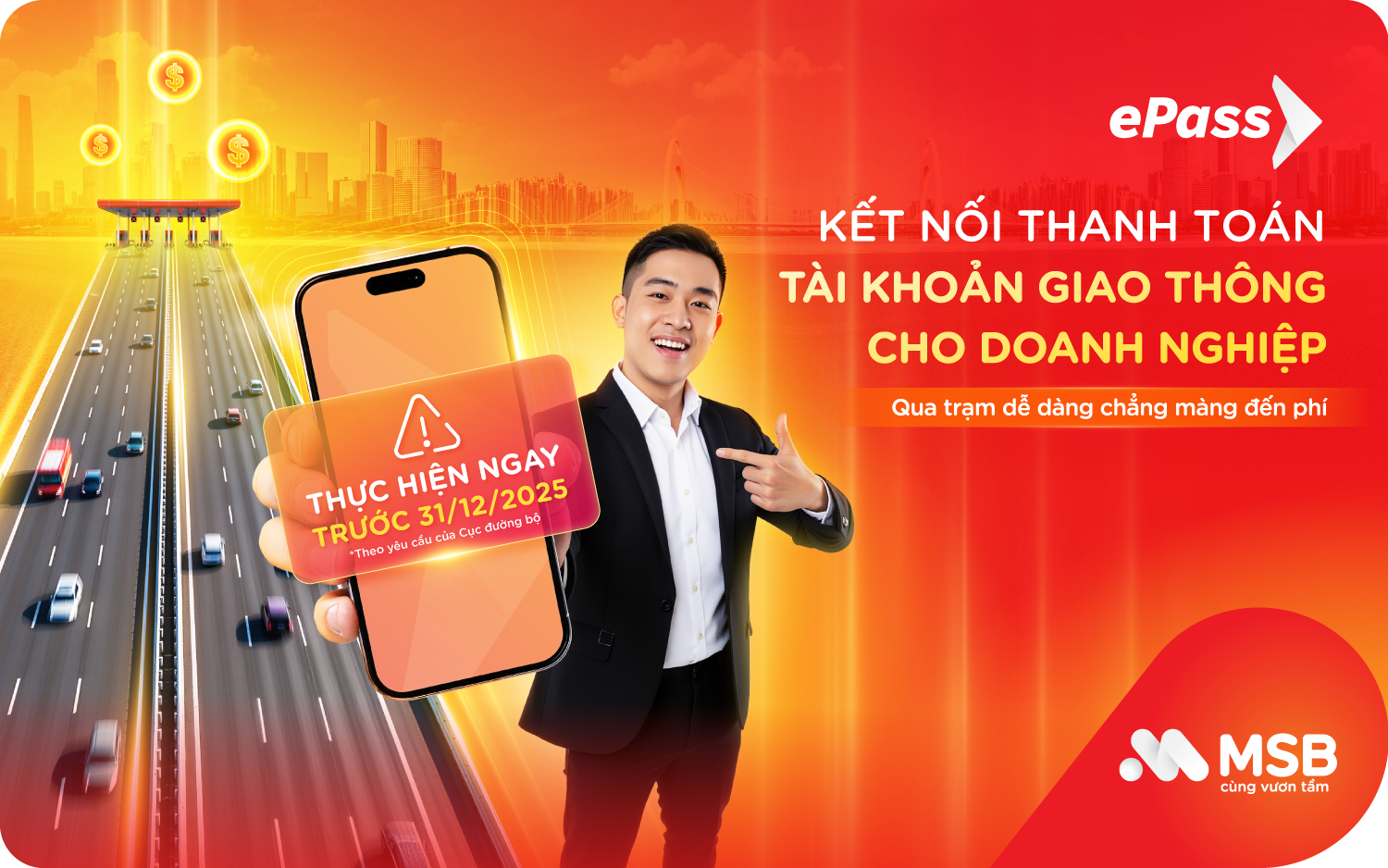 MSB implements automated toll collection (ePass) for businesses – ensuring smooth traffic flow and no fees when passing through toll booths.