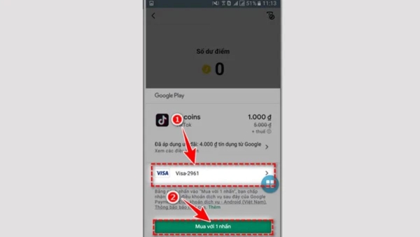 Nạp xu TikTok bằng tài khoản ngân hàng