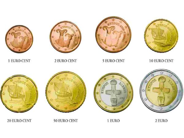 Tiền xu Euro đang lưu hành với các loại mệnh giá 1,2,5,10, 20 và 50 cent